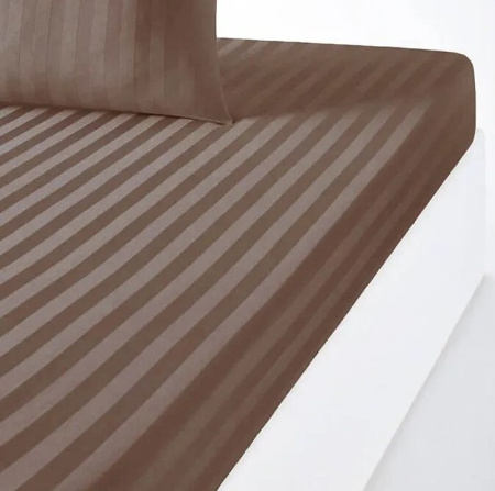Простыня на резинке Verossa Stripe 140/200/20 Taupe Сатин 927109