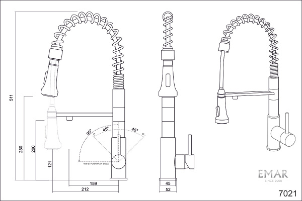 Смеситель Emar 7021 Satin