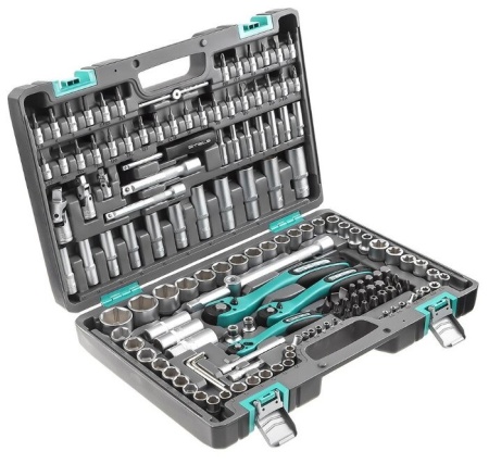 Набор инструментов STELS 1/4", 3/8", 1/2", Cr-V, S2, пластиковый кейс 151 предм.