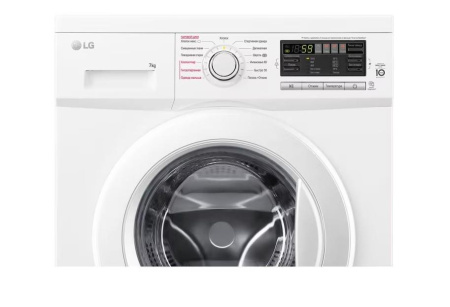 Стиральная машина с фронтальной загрузкой LG F1296HDS0, Max загрузка - 7кг, Max отжим - 1 200об/мин., цвет Белый