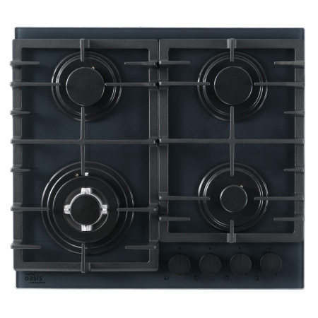 Встраиваемая варочная панель Газовая Oasis P-BSG, 58 см, цвет Тёмный серый