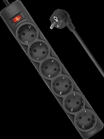 Сетевой фильтр Defender DFS 153 3м (6 розеток) Black
