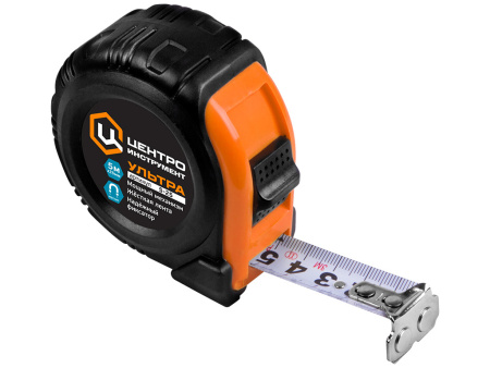Рулетка Центро Инструмент Ультра, обрез. корпус, 3м х 19мм, магнитная