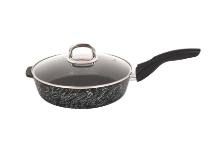 Сковорода Kukmara Грация Черный/серебро 22 см со съём. ручкой и стекл. крышкой сгчс222а