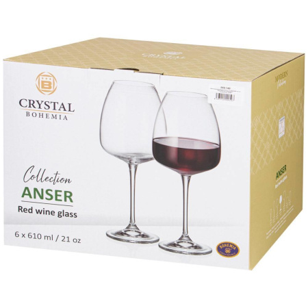 Набор бокалов для вина Crystal Bohemia Alizee/Anser 6 пр. 610 мл 669-149