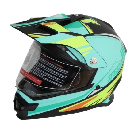 Мотошлем RACER JK802 (XL) черный/зеленый