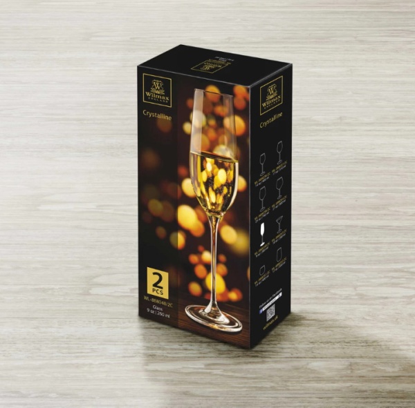 Набор бокалов для шампанского Wilmax Cristalline 2 пр. 260 мл WL-888048/2C