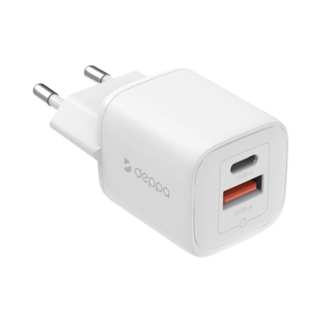 СЗУ Deppa USB + Type-C PD 3,0 QC 4.0+ GaN 20Вт White 11490