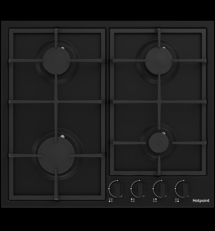 Встраиваемая варочная панель Газовая Hotpoint HGMT 642 BL, 58,5 см, цвет Чёрный