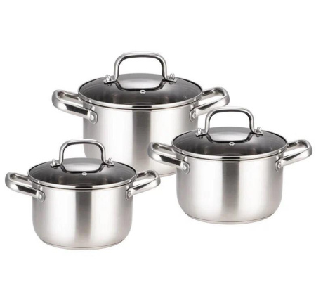 Набор кастрюль Teco 6 пр. 2,4 л, 3,4 л, 4,2 л TC-CS01