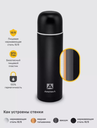 Термос Арктика 1,2 л 105-1200 черный