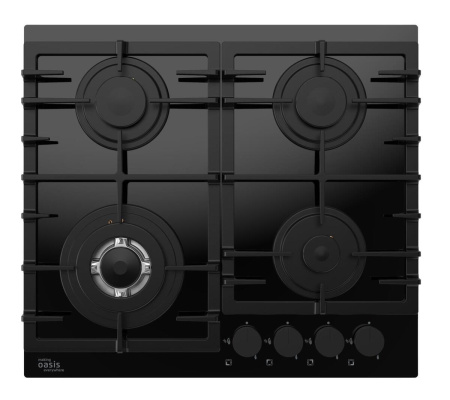 Встраиваемая варочная панель Газовая Oasis P-SDB, 58 см, цвет Чёрный