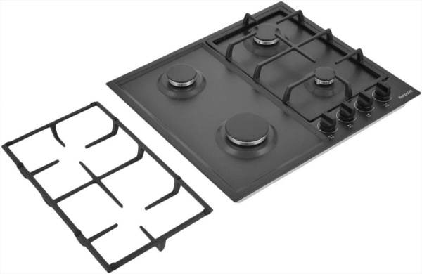 Встраиваемая варочная панель Газовая Hotpoint HGMT 642 BL, 58,5 см, цвет Чёрный