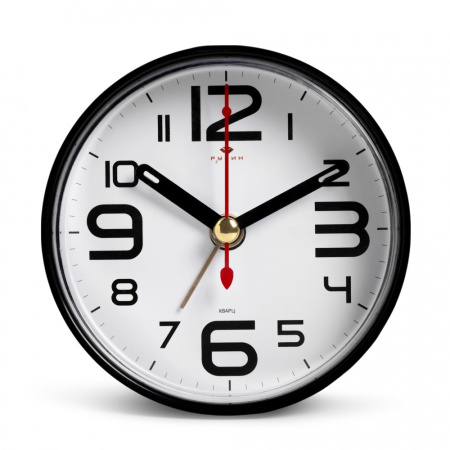 Будильник Рубин Классика d-8см черный В7-001B