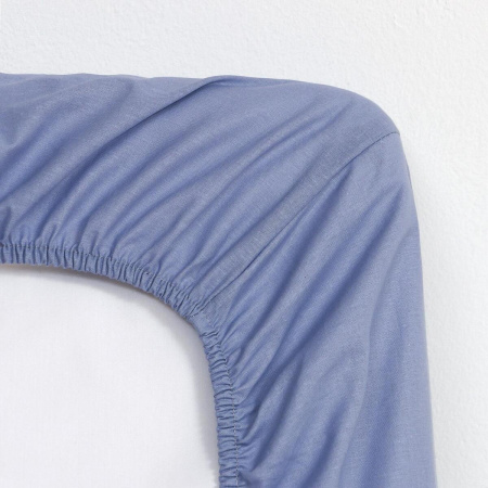 Простыня на резинке Этель 180/200/25 голубой поплин 9241749