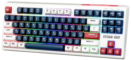 Клавиатура Defender Storm Grip GK-188 RGB Led Беспроводная (WirelessUSB,BT) White+Blue