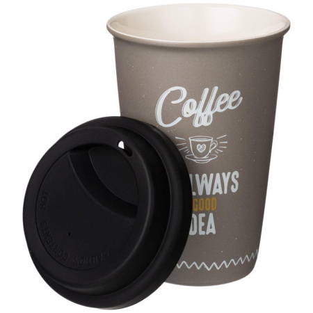 Кружка Lefard Coffemania с силик. крышкой серая 390 мл 260-651