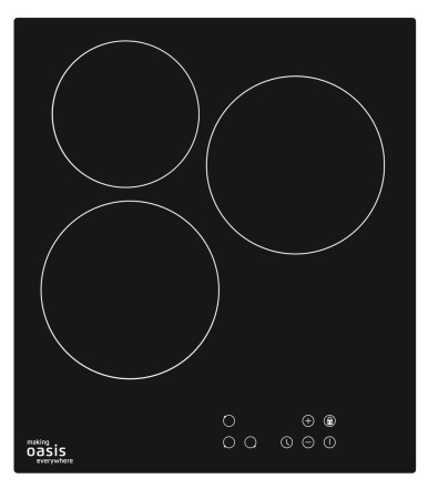 Встраиваемая варочная панель Электрическая Oasis P-3SBS, 45 см, цвет Чёрный