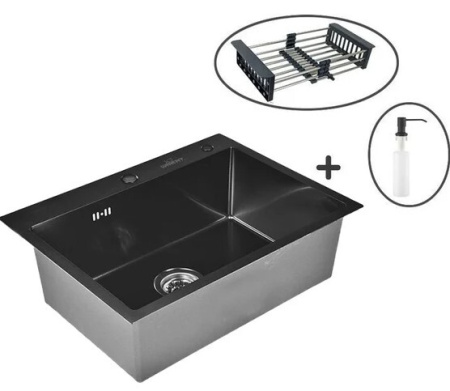Кухонная мойка Wisent WS37050BD Соты с коландером, дозатором и сифоном