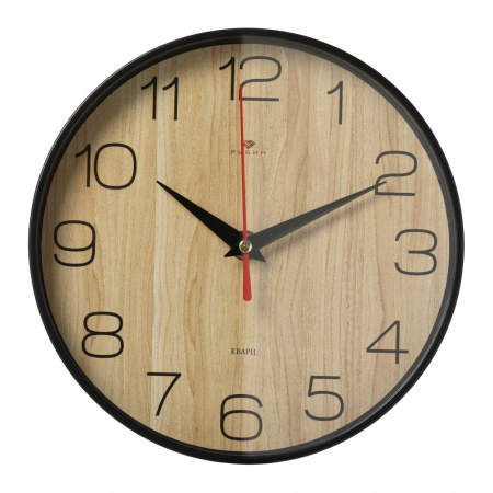 Часы настенные Рубин Текстура дерева d-19,5см черный 2019-002