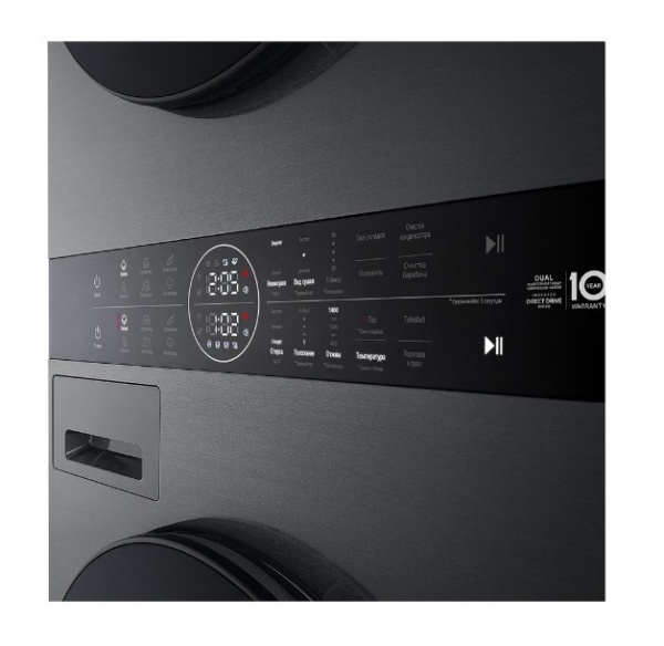 Стирально-сушильная колонна LG W4W8LVPKZHM, цвет Платиновый