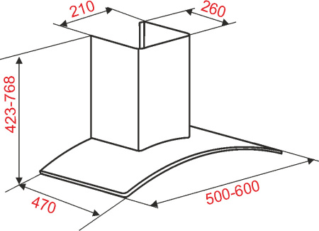 Вытяжка купольная, настенная, ATL 3388, цвет Белый, ширина 60см.