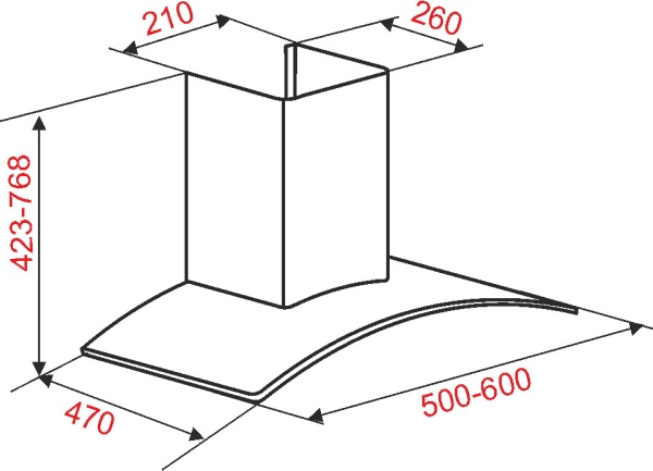 Вытяжка купольная, настенная, ATL 3388, цвет Белый, ширина 60см.