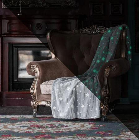 Плед Casa Conforte Stella Cosmos 200х220 микрофибра светящ серый 6154598