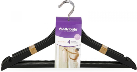 Набор вешалок Attribute Siluet Black 44см 4 шт AHP244 