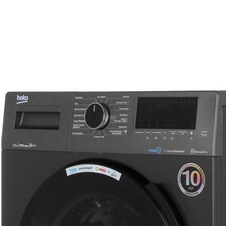 Стиральная машина с фронтальной загрузкой Beko WSPE7H616A, Max загрузка - 7,5кг, Max отжим - 1 200об/мин., цвет Чёрный