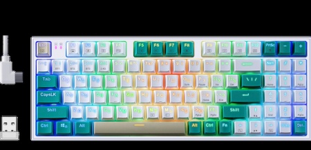 Клавиатура Redragon Veigar RGB Беспроводная Механическая (Wireless USB+BT) White+Green