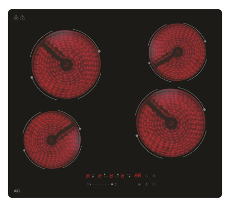 Встраиваемая варочная панель Электрическая ATL 2 KRC 640 C BK, 59 см, цвет Чёрный