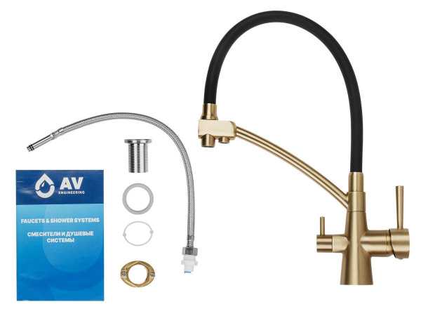 Смеситель AV Engineering AVLUX4-A49GLB Gold