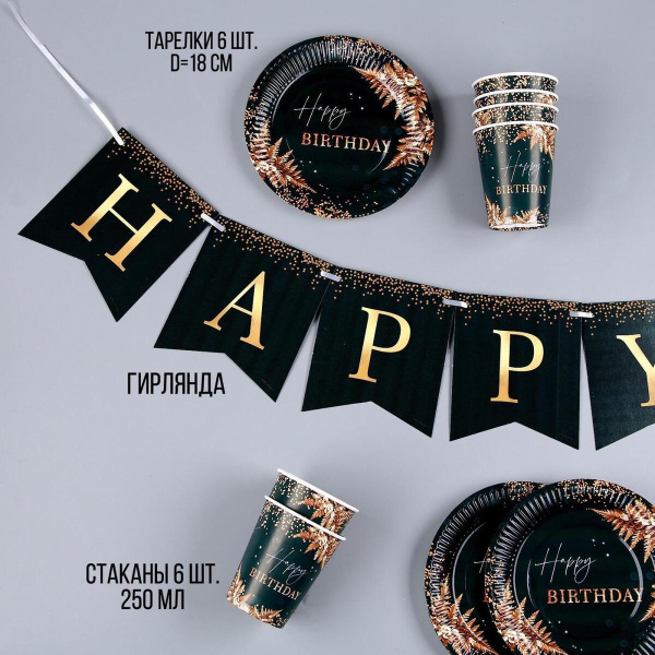Набор бумажной посуды Страна Карнавалия Happy Birthday 7674833