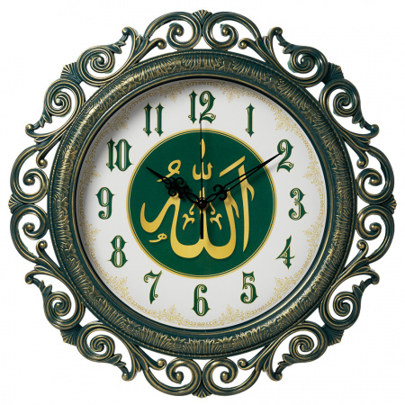 Часы настенные Рубин Мусульманские d-40,5см зеленый с золотом ажурные 4126-025