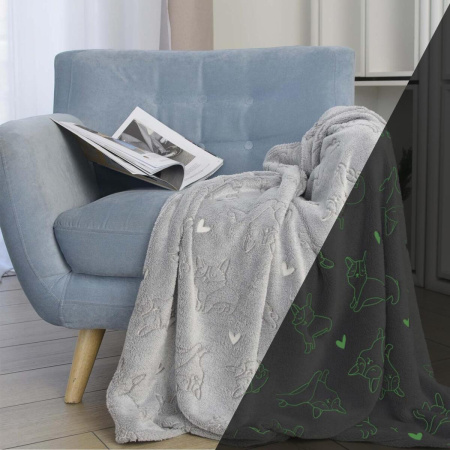 Плед Casa Conforte Stella Corgi 150х200 фланель светло-серый светящ 6155044