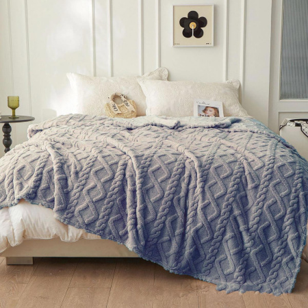 Плед Vse Doma Шерпа 150х200 Косичка Серый A68518