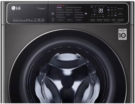 Стиральная машина с фронтальной загрузкой LG F2T9GW9P, Max загрузка - 8,5кг, Max отжим - 1 200об/мин., цвет Чёрный