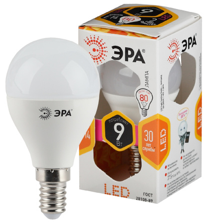 Лампа Эра LED smd P45-9W-827-E14