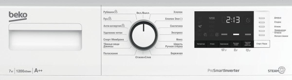 Стиральная машина с фронтальной загрузкой Beko WSRE7612XAWI, Max загрузка - 7кг, Max отжим - 1 200об/мин., цвет Белый