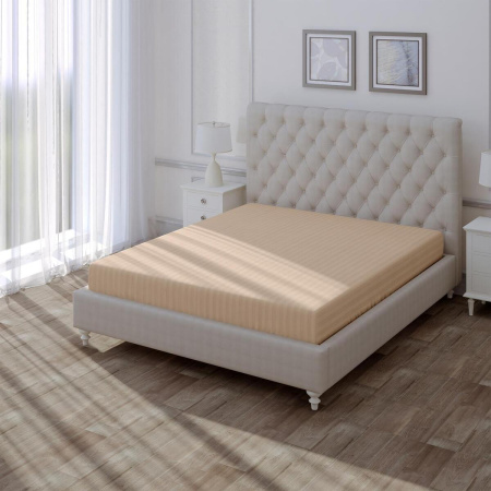 Простыня на резинке Verossa Stripe 140/200/20 Bronze Сатин 754958
