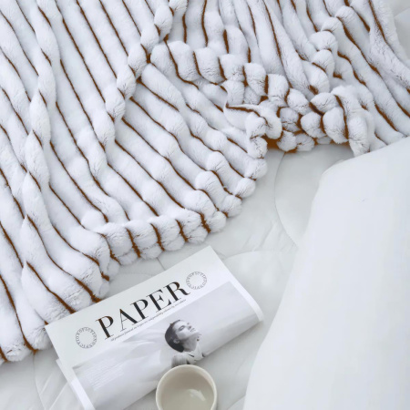 Плед Vse Doma Велсофт 220х200 Коричнево-белый A48075