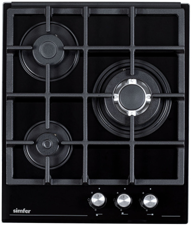 Встраиваемая варочная панель Газовая Simfer H45H35S516, 45 см, цвет Чёрный