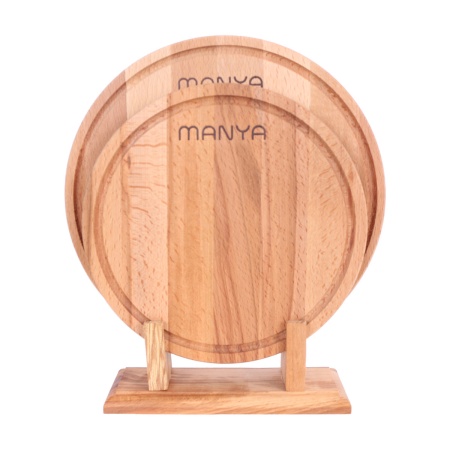 Набор досок разделочных Manya, материал бук 2 шт на подставке, диаметр 28 см и 24 см