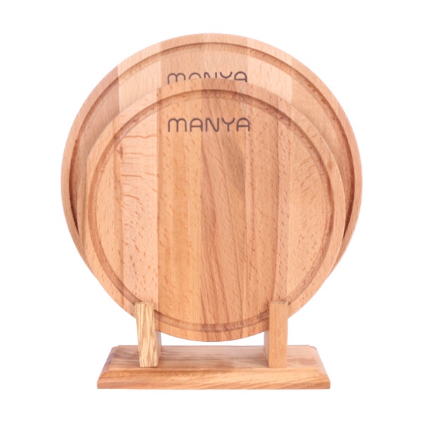 Набор досок разделочных Manya, материал бук 2 шт на подставке, диаметр 28 см и 24 см