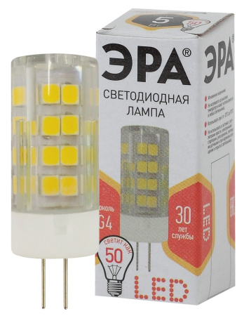 Лампа Эра LED smd ceramics-827-G4 JC-5W-220V-corn