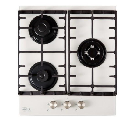 Встраиваемая варочная панель Газовая Oasis P-3GWT, 46 см, цвет Белый