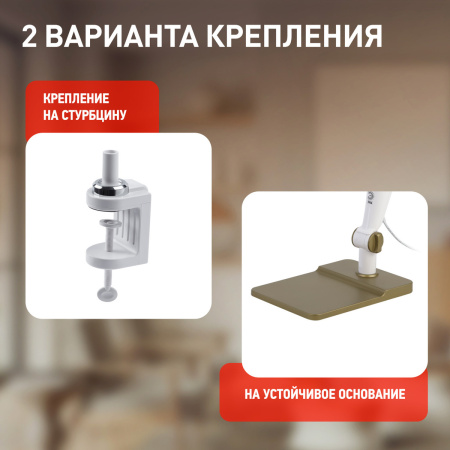 Настольный светильник ЭРА  NLED-497-12W (струбц, основание, сенсор, диммер, 3K-6K) Золото