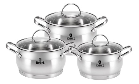 Набор кастрюль Rashel Катрин 6 пр. 2,1 л, 2,8 л, 3,8 л R-207А