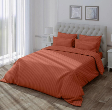 Простыня на резинке Verossa Stripe 180/200/20 Terracotta Сатин 753311
